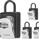 Puroma Lock Box, Large Key Lock Box Resettable Combination Code Lockbox, Portable Wall Mount Lockbox Security Safe Box for Outside Outdoor Home Office Door Handle House Key, Gray (4 Pack) (Grey)