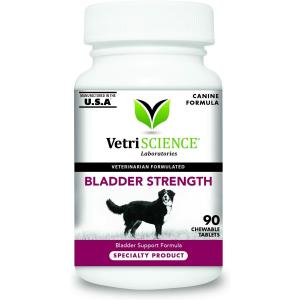 VetriScience Bladder Health Chewable Tablets, Bladder Strength Urinary Tract Supplement for Dogs, Reduce Urine Leakage and Overactive Bladder, With Soy Protein and Saw Palmetto, Smoke, 90 Count