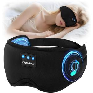 Deep Sleep Mask with Bluetooth 5.4 Headphones - Blackout Sleeping Mask Side Sleeper Eye Masks Earphone Rechargeable Headband Wiless Music Ear Muffs Portable Travel Essentials Gift for Women Men Mom