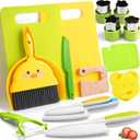 Kids Kitchen Tools,18 Pieces Toddler Cooking Sets Real-Montessori Cooking Set for Toddlers Kids Chef Set with Children Safe Knives Cutting (19PCS)