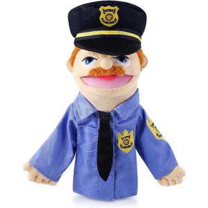Role Play Hand Puppets Hand Plush Chef Doctor Fireman Pirate Detective Athlete Nurse Worker Hand Puppet Toys Puppets for Kids Storytelling Imaginative Pretend Play Teaching Preschool(Police)