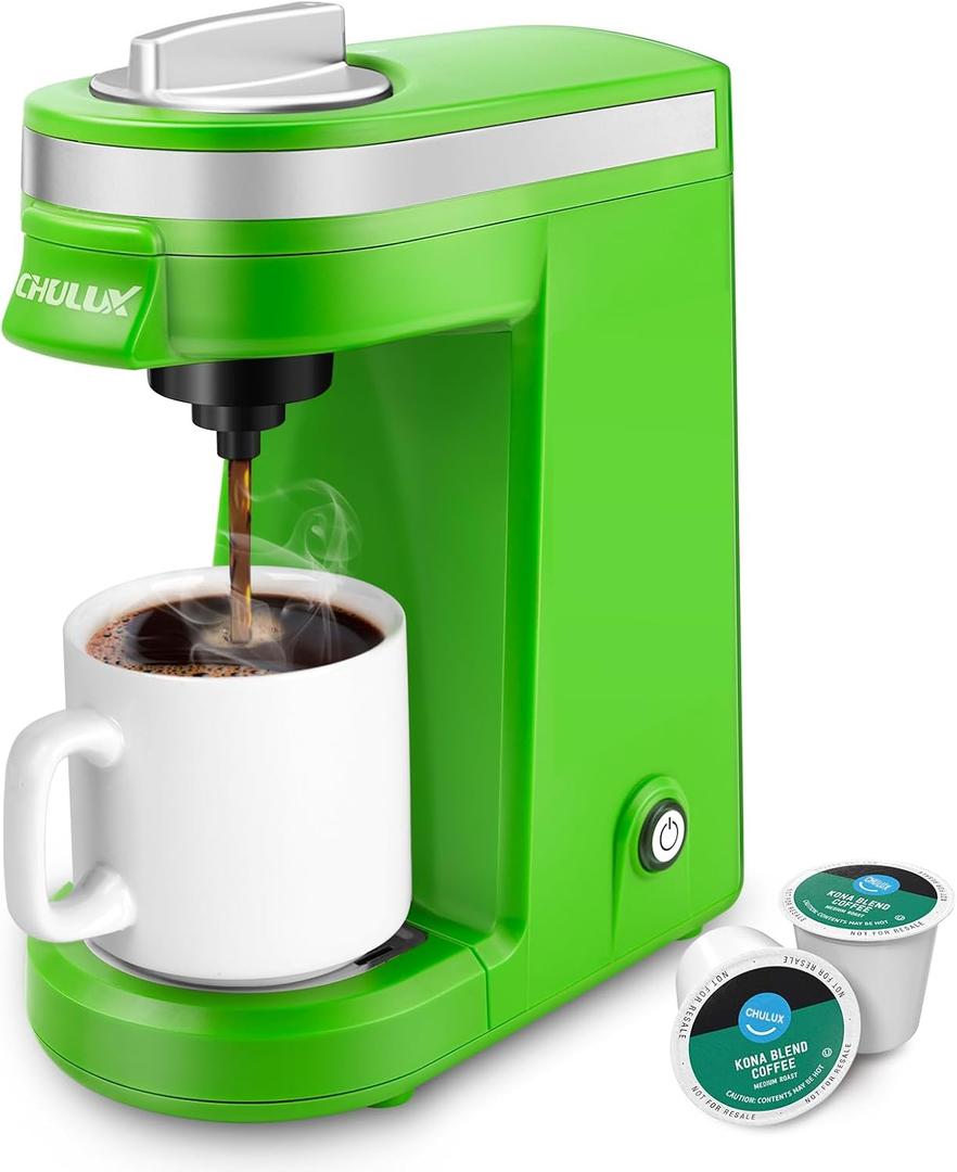 CHULUX Single Serve Coffee Maker, Small Single Cup Coffee Maker for K Pod and Ground Coffee, Green