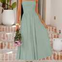 ZESICA Women's Summer Sleeveless Midi Dress 2026 Strapless Ruched A Line Flowy Wedding Guest Party Beach Long Dresses (M)
