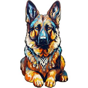 Wooden Puzzles for Adults - German Shepherd Wooden Jigsaw Puzzle - Unique Animal Shaped Wood Puzzles Adult - Christmas Birthday Gifts for Adults/Friends/Family - 168pcs 11.6 * 6.3in (Medium)