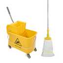 Midoneat Mop Bucket with Wringer, 22 Qt (5.5 Gallon), Handle, Wheels,Floor Cleaning, 16.5" L x 10.6" W x 26.4" H, Yellow,Add One Cotton Mop