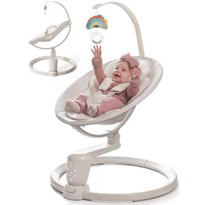 Grownsy Baby Swings for Infants, Dual Motion Side-to-Side & Front-to-Back Baby Swing Rocker with 5 Speeds and Built-in Music, 270 Seat Rotation, 5-Point Harness for Newborn 0-9 Months