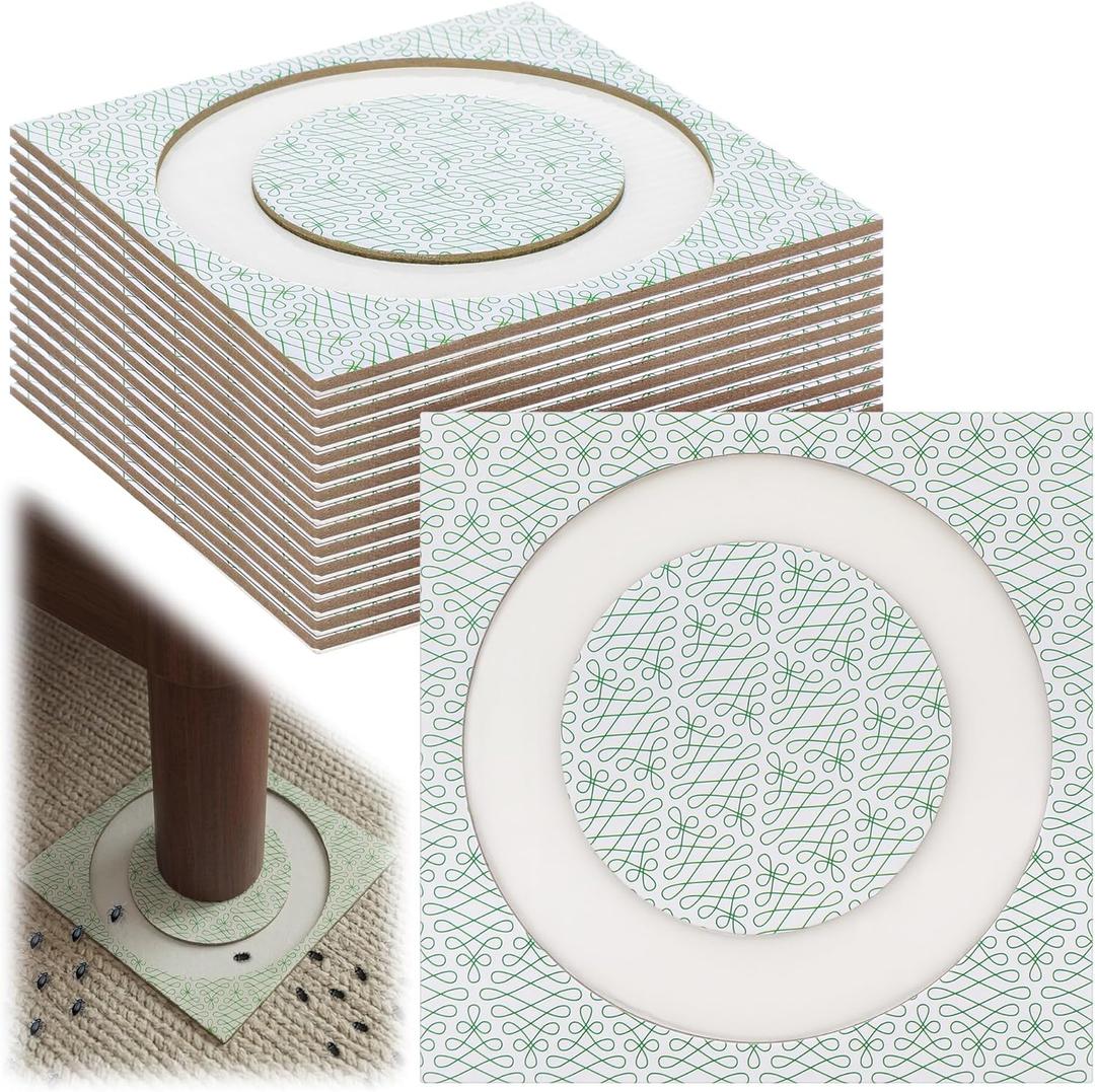 Mysora 16 Pack Bed Bug Interceptors, Furniture Leg Glue Traps, Cyan Pattern
