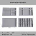 Velvet Drawer Jewelry Organizer Tray, Small Flat Jewelry Organizer for Drawer, Dresser Stacking Display Inserts for Jewelry Accessories in Dresser, Grey Set of 8