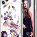 ICEDIO for iPhone 11 Pro Max Case with Screen Protector,Clear Acrylic Cover with Fashionable Designs for Girls Women,Slim Fit Protective Phone Cover Elegant Flowers