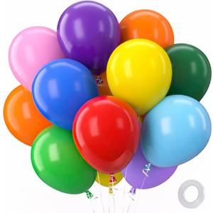 Patimate Balloons Assorted Colors 100 Pack 12 Inch Colorful Rainbow Round Bright Latex Balloons for Birthday Bridal Shower Baby Shower Anniversary Wedding Party Decorations Arch Garland