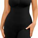 Strapless Shapewear Bodysuit Women Tummy Control Seamless Body Suits Shaper with Detachable Shoulder Straps Black Mid Thigh (Black, XL/XXL)
