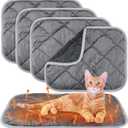 4 Pack Self Heating Cat Pad Self Warming Dog Mat Reflects Body Heat Extra Warm Thermal Pet Pad Washable Dog Cat Bed Crate Bed Mat Blanket(Gray,16 x 20 Inch)