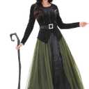 Funna Witch Costume for Women Halloween Dress up Cosplay with Hat Black, Small