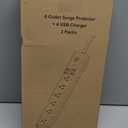 2 Pack Power Strip Surge Protector Flat Plug - 6 Widely Spaced Outlets 4 USB Charging Ports, 2100J/10A with 6Ft Long Extension Cord, Overload Surge Protection, Wall Mount for Home Office (White)