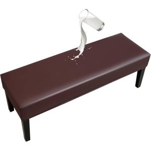 FUANGUI PU Waterproof Bench Cover, Stretch Dining Bench Cover for bedrooms, Living Rooms, Kitchens, Protector Chair Bench Piano Bench Seat Covers Stool Slipcover Removable, Washable - Coffee