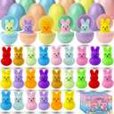 24 Pack Prefilled Easter Eggs with Bunny Mochi Squishy Toys, Filled Easter Eggs for Kids, Easter Basket Stuffers, Squishy Toy Eggs, Party Favors, Birthday Gift, Classroom Exchange (Pink & Blue)
