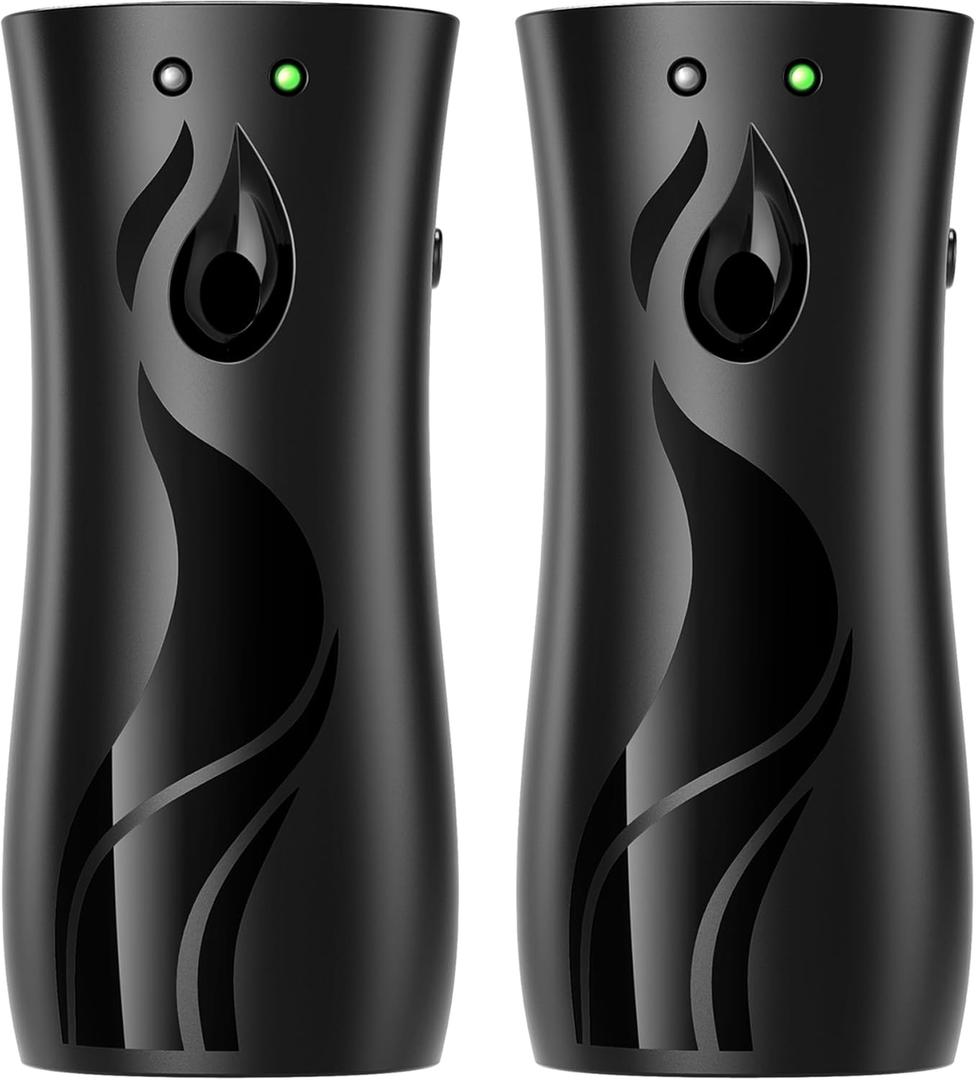 Automatic Air Freshener Spray Dispenser 2-Pack, Wall Mounted or Freestanding, Multiple Time Settings, Commercial and Home Use in Bathrooms, Offices, Living Rooms and Commercial Places (Black, 1121)