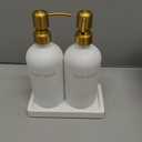 Prus Waso Gold Soap Dispenser Set, Glass Soap Dispenser with Stainless Steel Pump, Perfect for Modern Kitchen Counter Decor. (Gold)