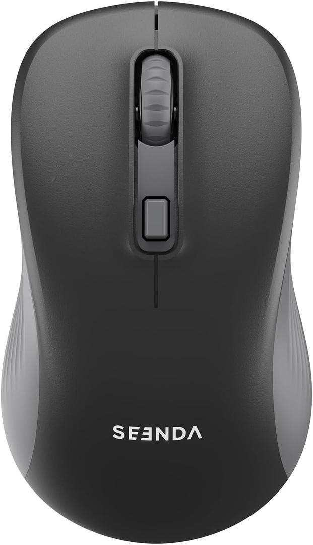 seenda Bluetooth Wireless Mouse, Bluetooth & 2.4G USB Dual Mode, Quiet Clicks, Smooth Tracking, 3-Level Adjustable 1600 DPI,Compact and Portable Mouse for Laptops, Tablets and More-Black