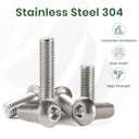 M6*25 Button Head Socket Cap Bolts Screws, 304 Stainless Steel 18-8, Allen Hex Drive, Fully Machine Thread, Bright Finish, Pack of 50 (silvery)