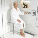 Folding Shower Seat Wall Mounted, White WPC