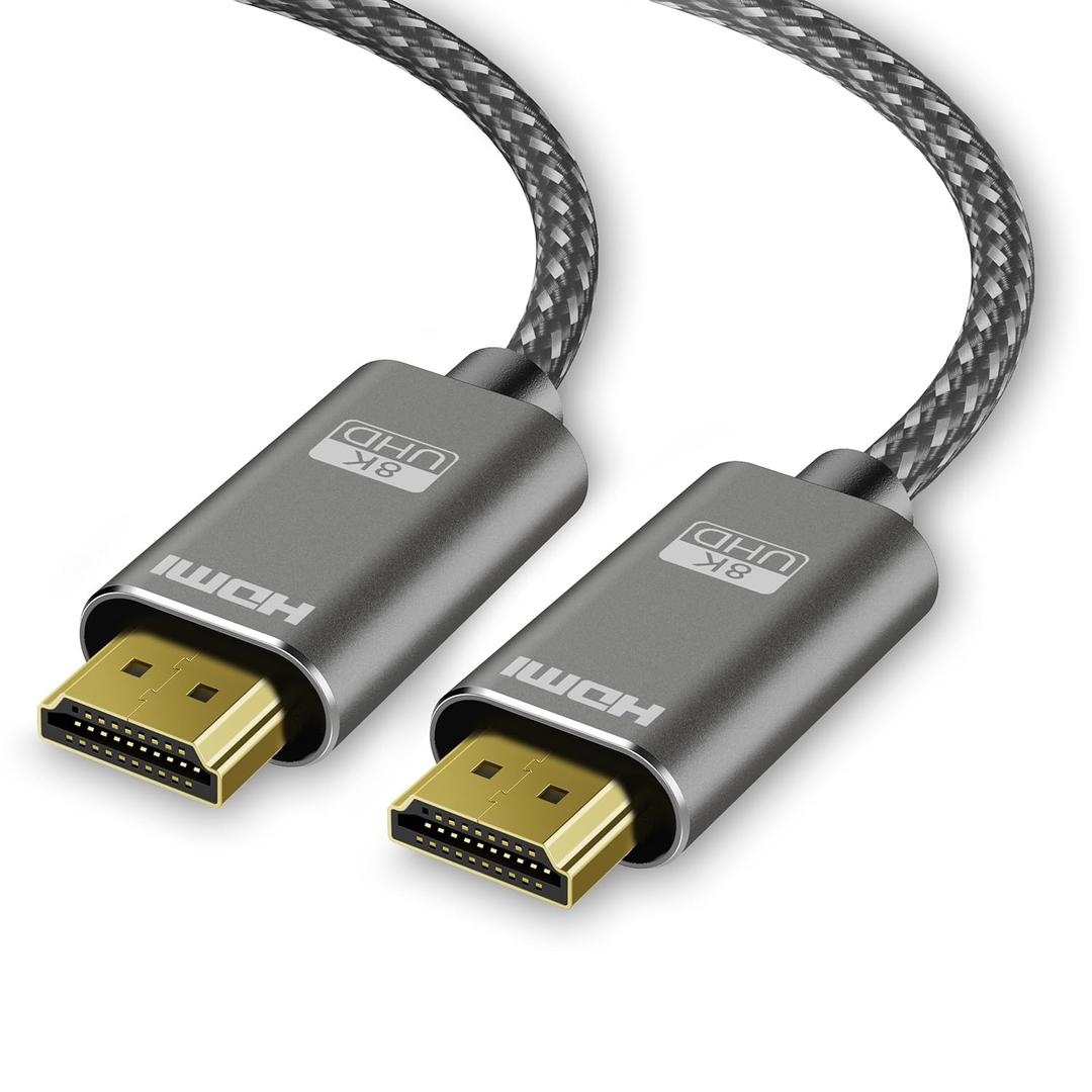 10K 8K HDMI 2.1 Cable 10 ft / 3M Certified, 48Gbps Ultra High Speed, 8K 60Hz, 4K 120Hz 240Hz 165Hz 144Hz, HDR10+, eARC, HDCP2.3, Braided HDMI Cord for Netflix Roku TV PC Monitor Projector PS5 Xbox