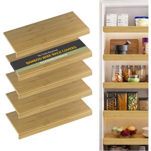 Bamboo Wire Shelf Covers, 38" W x 16" D, 5-Pack, Natural