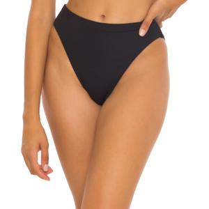 BECCA Women's Fine Line French Cut Bikini Bottom, Cheeky Coverage, Swimwear Separates (Black, M/L)