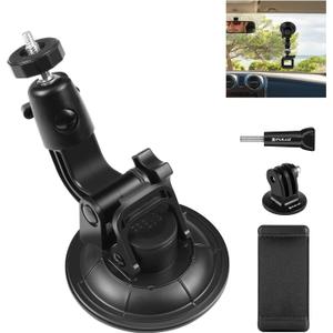 PULUZ Car Suction Cup Mount for GoPro/Insta 360/DJI Osmo Action Camera Vehicle Window & Windshield Mount Holder Camera Mount with 2.3-3.3 inch Phone Clamp & Tripod Adapter