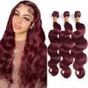 Wine Red Bundles 99J Human Hair Bundles Burgundy Body Wave Bundles Human Hair 26 26 26 inch 3 Bundles Burgundy Bundles Human Hair 99j Bundles
