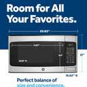GE Compact Countertop Microwave Oven, 1.1 Cubic Ft., 950w Capacity, 6 Auto Cook Settings, Child-Lock Technology, Dorm Room, Apartment, Stainless Steel