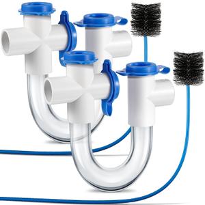 3/4 Inch Standard Condensate Trap with Cleaning Brush, PVC U Trap for HVAC Systems, Air Conditioner, Effectively Drains Condensate(2 Pack)