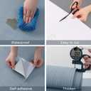 Blue Grey Faux Grasscloth Wallpaper Peel and Stick Linen Textured 24"x394" Upgraded Thick Self-Adhesive Waterproof Neutral Decorative Contact Paper Vinyl Film Roll for Wall Bedroom Kitchen