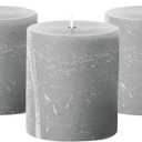 Simply Soson Grey Rustic Texture Pillar Candles 3x3 inch - Set of 3 - Unscented Decorative Grey Candles, No Drip, Ideal for Home Decor, Weddings, Holidays (Goose Gray)