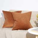 PHF Minky Dot Throw Pillow Cover 18"x 18", 2 Pack Soft Cozy Minky Bubble Real Velvet Cushion Cover, No Insert, Home Decorative Pillow Square Pillowcase Shell for Couch Sofa Bed, Caramel