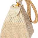 Rhinestone Evening Clutch Bag - Gold Pyramid Shape Luxury Purse for Party, Cocktail, Engagement & Night Events