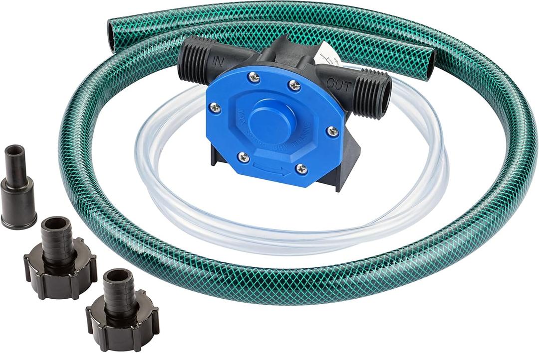 Portable Self Priming Mini Hand Drill Water Transfer Pump Kit with Suction and Discharge Hose for Water Oil Fluid Transfer