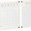 Martha Stewart Grayson Acrylic Wall Calendar and Notes Board with Dry Erase Marker, Clear with Gold Print, Set of 2