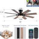 52" Low Profile Ceiling Fans with Lights and Remote, Modern Outdoor Ceiling Fans with 3 Colors 6 Speeds, Flush Mount Ceiling Fan Light with Reversible DC Motor
