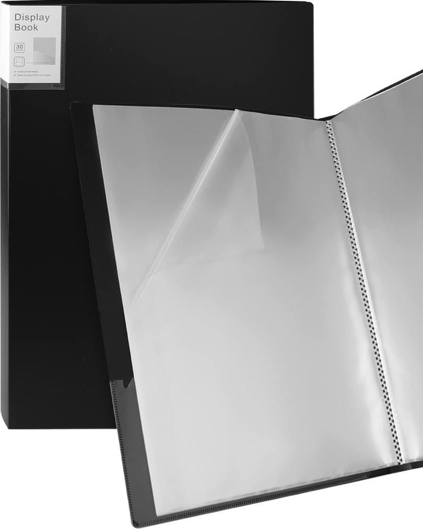 Portfolio Folder for Artwork Art Portfolio Binder 2 Packs 11"x17" Demo Book Black Portfolio Folder with Protective Film Binder with Plastic Sleeve 30 Pockets 60 Page Capacity