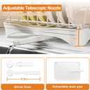 Stainless Steel Dish Drying Rack  304 Grade Dish Racks for Kitchen Counter with Utensil Holder & Adjustable Spout, Space-Saving Organizer, 16.5" x 11.8" x 5.3" White