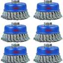 SALI 6 Pack Wire Cup Brush, 4 Inch Twisted Knotted Cup Brush for Grinders, with 5/8-11 Inch Arbor for Heavy Cleaning Rust, Stripping and Abrasive, for Angle Grinder
