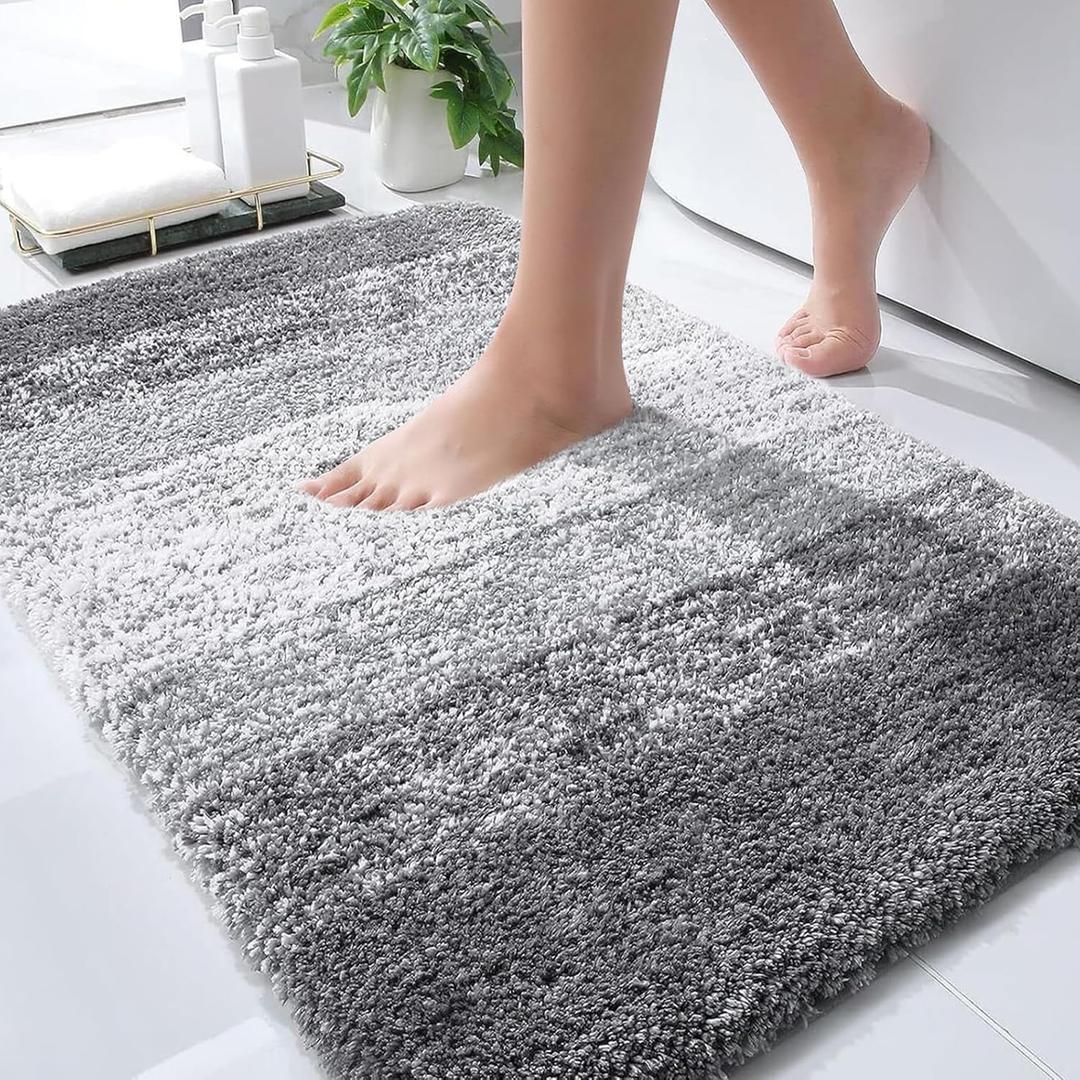 OLANLY Bathroom Rugs Mat 30x20, Extra Soft Absorbent Microfiber Bath Rugs, Rubber Backing, Quick Dry, Machine Washable Bath Mats for Bathroom Floor, Tub, Shower and Home Decor Accessories, Grey (30" x 20")