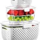 LUXEAR Fresh Produce Vegetable Fruit Storage Containers 3Piece Set, BPA-free, Partitioned Salad Container, Fridge Organizers, Used in Storing Fruits Vegetables, White