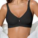 Womens Wireless Jelly Bras Seamless Bra No Underwire Full Coverage Padded Bralette Comfortable Everyday Bras (Large, Black)