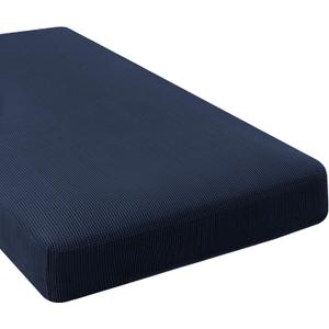 H.VERSAILTEX Super Stretch Individual Chaise Cover Sectional Couch Covers for L Shaped Sofa Both Left/Right Featuring Thick Jacquard Textured Twill Fabric (1 Piece Chaise Cover, Navy)