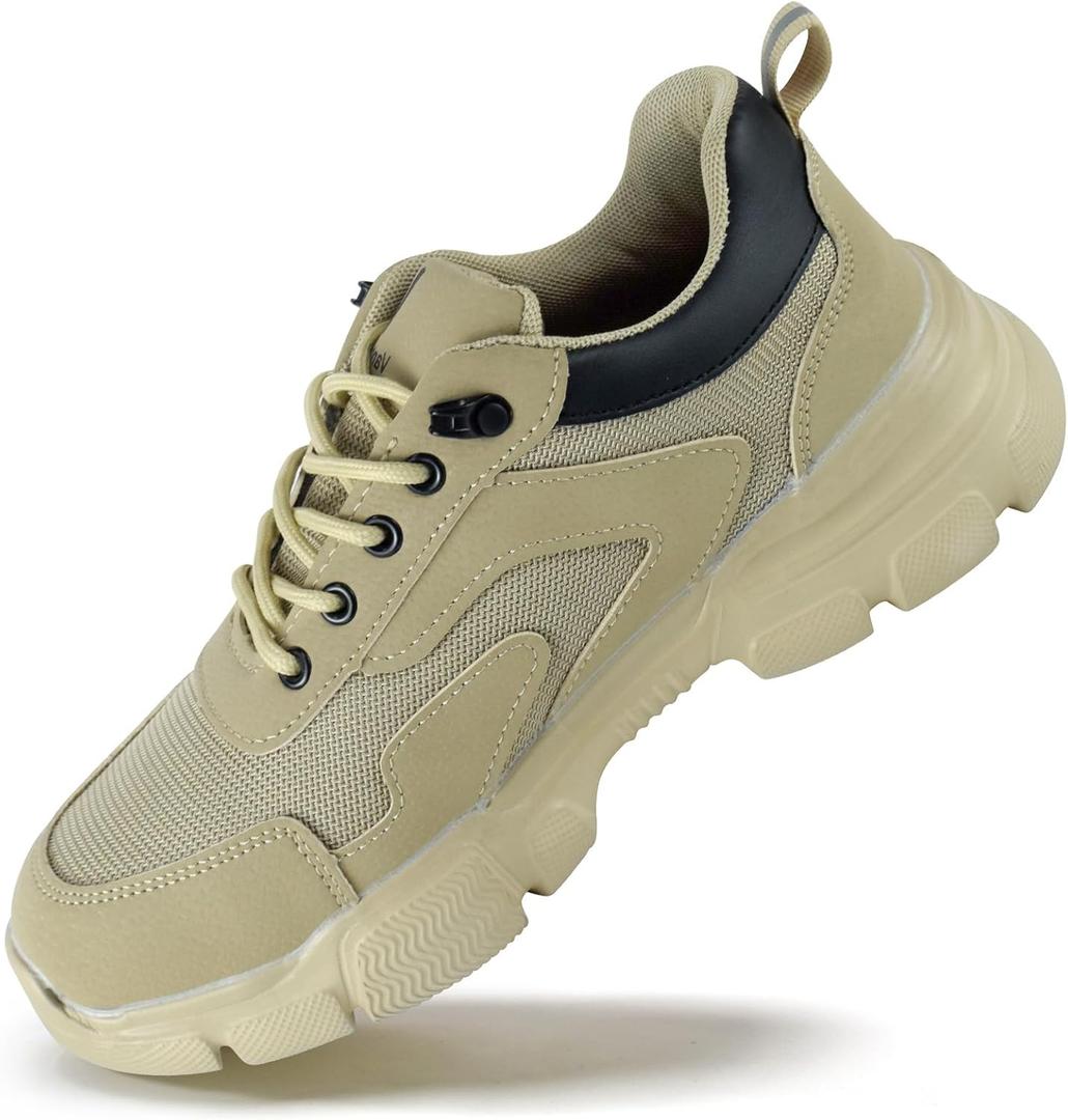 Steel Toe Shoes for Men Women Slip Resistant Lightweight Steel Toe Boots Puncture Proof Indestructible Comfortable Safety Steel Toe Shock Absorption Work Shoes 9.5 Women/8 Men