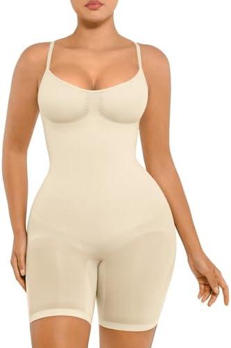 FeelinGirl Shapewear Bodysuit Tummy Control Seamless Sculpting Hip Enhancer Body Shaper for Women, M