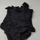 Tempt Me Women One Piece Swimsuits Tummy Control One Shoulder Bathing Suits Ruffle Swimwear (Large, Black)