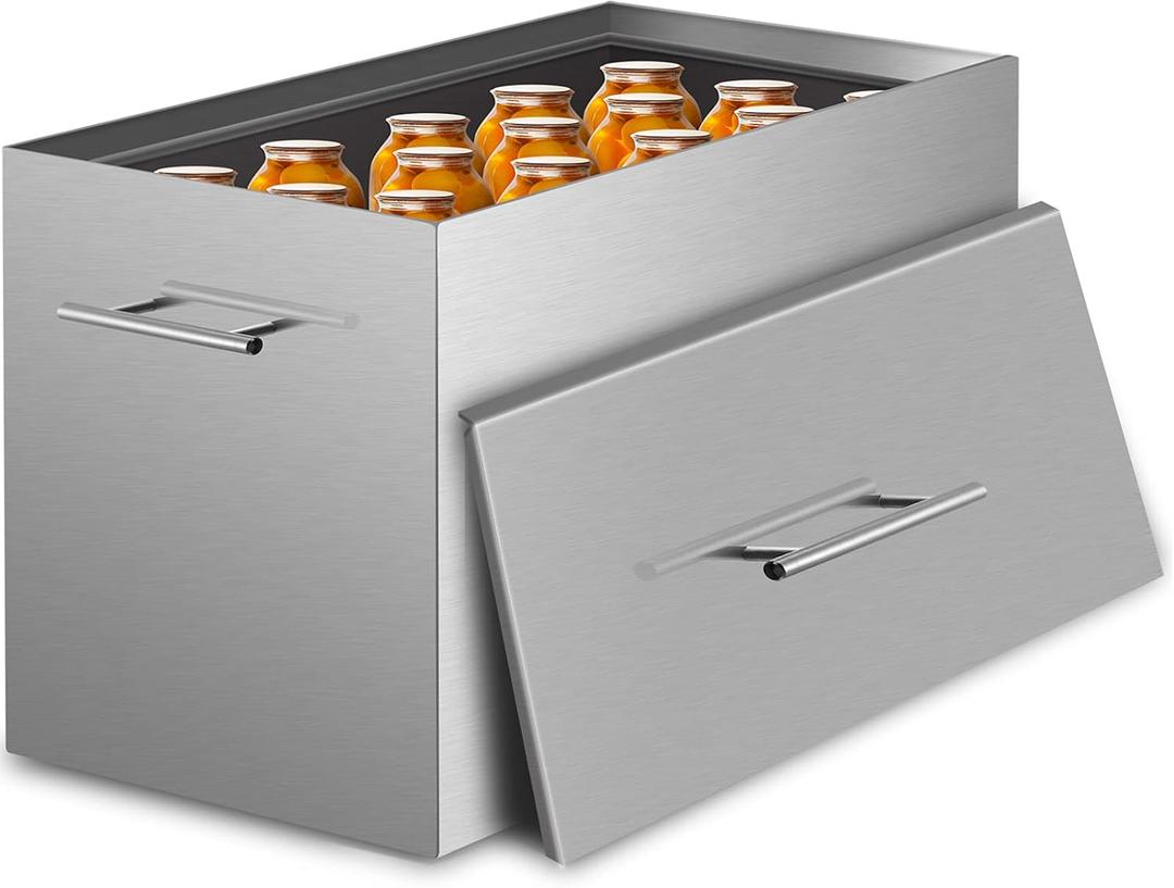 VEVOR 15 Quart Water Bath Canner - Stove Top Canning Pot with 2 Canning Racks, 304 Food Grade Stainless Steel, Flat Bottom Brushed Design, Holds 15 Quart Jars